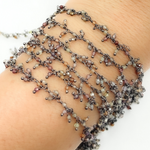 Load image into Gallery viewer, Multi Tunduru Sapphire Cluster Dangle Oxidized Wire Chain