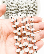 Load image into Gallery viewer, White Moonstone Oxidized Wire Chain.