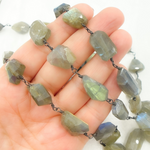 Load image into Gallery viewer, Labradorite Organic Shape Oxidized Wire Chain.