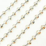 Load image into Gallery viewer, Steel Pyrite Faceted Rondel Oxidized Wire Chain.