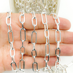 Load image into Gallery viewer, 925 Sterling Silver Flat Paper Clip Chain.