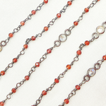 Load image into Gallery viewer, Garnet & CZ Oxidized Wire Chain.