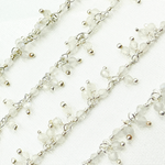 Load image into Gallery viewer, White Moonstone Cluster Dangle 925 Sterling Silver Wire Chain.