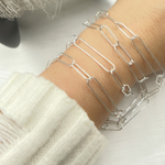 Load image into Gallery viewer, 925 Sterling Silver Paperclip Long Link & Short Link Chain
