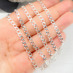 Load image into Gallery viewer, 925 Sterling Silver Cuban Flat Curb Link Chain.