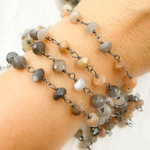 Load image into Gallery viewer, Multi Moonstone Oxidized Wire Chain