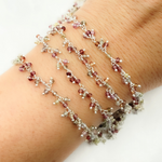 Load image into Gallery viewer, Multi Tunduru Sapphire Cluster Dangle 925 Sterling Silver Wire Chain.