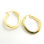 Load image into Gallery viewer, 14K Solid Gold Flat & Twisted Hoop Earrings.