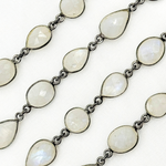 Load image into Gallery viewer, White Moonstone Oval & Pear Shape Bezel Oxidized Wire Chain