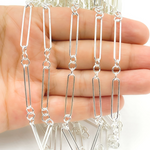 Load image into Gallery viewer, Sterling Silver Rectangular Link and Round Link Chain