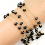 Load image into Gallery viewer, Black Spinel Gold Plated 925 Sterling Silver Wire Chain. BSP29