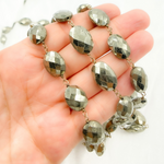 Load image into Gallery viewer, Pyrite With Marquis Shape Gold Plated Wire Chain