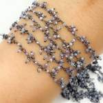 Load image into Gallery viewer, Coated Blue Moonstone Cluster Dangle Oxidized Wire Chain. CMS90