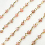 Load image into Gallery viewer, Rhodochrosite Gold Plated Wire Chain
