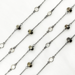 Load image into Gallery viewer, Pyrite & White Topaz Oxidized Connected Wire Chain.