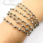 Load image into Gallery viewer, Steel Pyrite Black Rhodium 925 Sterling Silver Wire Chain