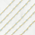 Load image into Gallery viewer, Coated Milky Aquamarine Gold Plated Wire Chain.