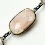 Load image into Gallery viewer, Coated Taupe Moonstone Rectangular Shape Bezel Oxidized Wire Chain.