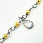 Load image into Gallery viewer, Golden Pyrite & CZ Dangle Oxidized Wire Chain