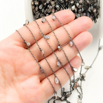 Load image into Gallery viewer, Coated Multi Moonstone Pear Shape Dangle Oxidized Wire Chain.