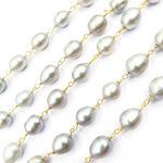 Load image into Gallery viewer, Grey Pearl Wire Wrap Chain