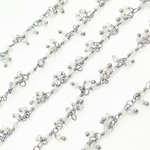 Load image into Gallery viewer, Coated Grey Moonstone Cluster Dangle Oxidized Wire Chain.