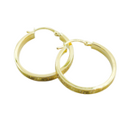 Load image into Gallery viewer, 14K Solid Gold Flat Round Hoop Earrings with Texture.
