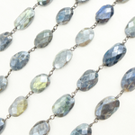 Load image into Gallery viewer, Coated Labradorite Oval Shape Oxidized Wire Chain
