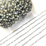 Load image into Gallery viewer, Coated Moonstone Black Rhodium 925 Sterling Silver Wire Chain