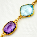Load image into Gallery viewer, Multi Gemstone Bezel Gold Plated Wire Chain.