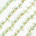 Load image into Gallery viewer, Amazonite Cluster Dangle Gold Plated Wire Chain.