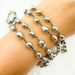 Load image into Gallery viewer, Steel Pyrite Tear Drop Shape Oxidized Wire Chain. PYR37