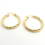 Load image into Gallery viewer, 14K Solid Gold Twisted Hoop Earrings.