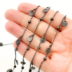 Load image into Gallery viewer, Pyrite and Dangle Disc Oxidized Connected Wire Chain