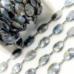Load image into Gallery viewer, Coated Labradorite Organic Shape Bezel Oxidized Wire Chain