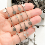 Load image into Gallery viewer, Labradorite and Dangle Disc Oxidized Wire Chain.