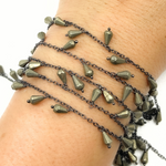 Load image into Gallery viewer, Pyrite Drop Dangle Oxidized Wire Chain.