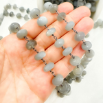 Load image into Gallery viewer, Grey Moonstone Oxidized Wire Chain