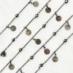 Load image into Gallery viewer, Pyrite and Dangle Disc Oxidized Connected Wire Chain.