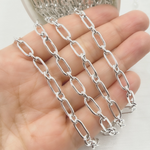Load image into Gallery viewer, 925 Sterling Silver Hollow Smooth Paperclip Long & Short Link Chain.