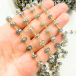 Load image into Gallery viewer, Coated Labradorite Gold Plated Wire Chain.