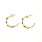 Load image into Gallery viewer, 14K Solid Gold and Diamonds Hoop Earrings