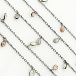 Load image into Gallery viewer, Coated Multi Moonstone Pear Shape Dangle Oxidized Wire Chain