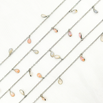 Load image into Gallery viewer, Coated Multi Moonstone Pear Shape Dangle Oxidized Wire Chain