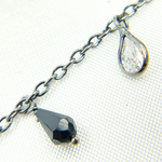 Load image into Gallery viewer, Black Spinel Drop & CZ Pear Shape Dangle Oxidized Wire Chain.