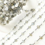 Load image into Gallery viewer, Labradorite & White Rainbow Moonstone Oxidized Wire Chain.