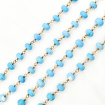 Load image into Gallery viewer, Turquoise Rondel Shape Gold Plated Wire Chain.