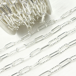 Load image into Gallery viewer, 925 Sterling Silver Paperclip Smooth & Diamond Cut Link Chain.