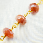 Load image into Gallery viewer, Coated Peach Moonstone Gold Plated Wire Chain.