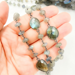 Load image into Gallery viewer, Coated Labradorite with Bezel Stone Oxidized Wire Chain
